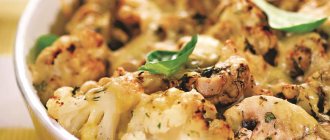 Cauliflower with champignons is quick, tasty and healthy