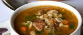 Mushroom soup with meat