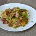 Chanterelles with potatoes fried in sour cream