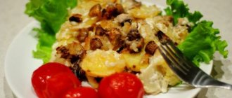 Champignons with potatoes in sour cream