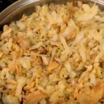 Stewed cabbage with meat and mushrooms